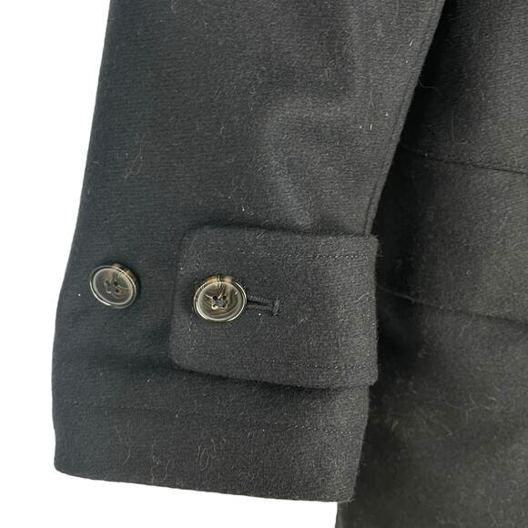 Lands' End Wool Blend Single Breasted Long Top Coat Black Men Size L Reg - Picture 7 of 14